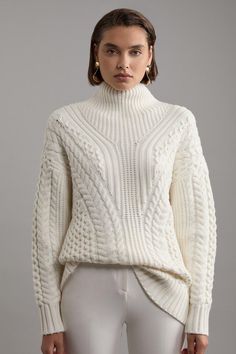 Indulge In Knit Luxury With This Sweater, Crafted From Sumptuous Knit Fabric With A Cable Pattern For Textural Enhancement. Finished With A High Neck And Long Balloon Sleeves For Cooler Season Wear That Is Sure To Keep You Cozy.Round Neckballoon Sleevesknitcable Pattern Petite Work Outfits, Petite Wedding Guest Dresses, Cool Outfit Ideas, Plus Size Workwear, Balloon Sleeve Sweater, Cable Pattern, Cool Outfit, Outfits Petite, Petite Coat