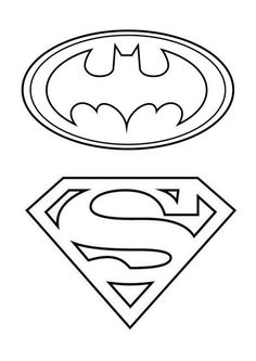 batman and superman symbol coloring pages for kids to print out on the table or use as wallpaper