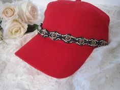 Trucker Hat Baseball Cap Rhinestone Beaded Red Cap Hat Trucker Cap Bling Trucker Bling Baseball Hat Women's Hats Red Rhinestone Hat Cadets by theraggedyrose on Etsy Casual Adjustable Baseball Cap With Rhinestones, Adjustable Rhinestone Baseball Cap With Curved Brim, Adjustable Rhinestone Cap, Red Adjustable Fitted Baseball Cap, Red Adjustable Fitted Hat With Short Brim, Cadet Hats, Rhinestone Hat, Native Beading, Cadet Hat