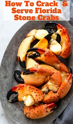 a platter of stone crab claws. Rock Crab Claws Recipe, How To Cook Stone Crab Claws, Stone Crab Recipes, Crab Claws Recipe How To Cook, Stone Crab Claws Recipe, Stone Crab Sauce, Jonah Crab Claws Recipe, Crab Claws Recipe, Crab Dipping Sauce