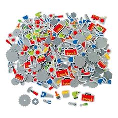 Foam Construction Stickers Maker Fun Factory, Foam Stickers, Arts And Crafts Furniture, Foam Shapes, Tool Party, Construction Theme, Shapes Activities, Construction Birthday, Shape Crafts