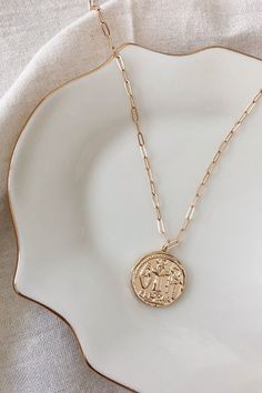 Pendant Necklace, Gold Caesar Coin Charm, 14K Gold Filled, Open Square Link Chain, Hand Crafted, L: 18", Lobster Clasp Closure, Tarnish Resistant, Will not wear off over time or after exposure to moist/water, Made In The USA Elegant 14k Gold-filled Coin Necklace, 14k Gold Chain Necklace With Coin Pendant, Dainty Gold Jewelry With Coin Pendant, Classic Gold Jewelry With Coin Pendant, 14k Gold Filled Jewelry With Coin Pendant, Elegant Gold Coin Necklace Tarnish Resistant, 14k Gold Filled Coin Pendant Jewelry, Gold Coin Jewelry Tarnish Resistant, Gold-plated Chain Necklace Stamped 14k