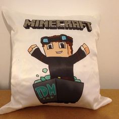 a pillow with a minecraft character on it