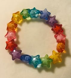 Star Bead Jewelry, Kidcore Bracelet Ideas, Rainbow Beaded Bracelet, Star Beads Bracelet, Star Bracelet Bead, Clowncore Jewelry, Clowncore Crochet, Kandi Bracelets Aesthetic, Kidcore Bracelet