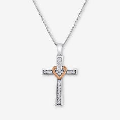 This beautiful cross pendant will beautifully represent your faith with rows of diamonds set in 14K yellow gold over silver.Metal: Rhodium-plated 14K yellow gold over silverClosure: Spring-ringFeatures: Religious Jewelry, Quick ShipDiamond Clarity: I3Setting: ProngShape: CrossStone Cut: RoundDiamond Color: I-JChain Length: 18 InchRounded Carat Weight: 1/10 Ct. T.w.Chain Construction: BoxCare: Wipe CleanAuthenticity: Natural DiamondBirthstone: April BirthstoneMetal: Sterling SilverNecklace Type: White Gold Cross Charms For Anniversary, Mother's Day Cross Jewelry, Anniversary Diamond Cross Pendant Necklace, Mother's Day White Gold Cross Pendant Jewelry, White Gold Cross Jewelry For Mother's Day, White Diamond Cross Necklace With Accents, Mother's Day White Gold Cross Jewelry, Mother's Day Cross Pendant Necklace, Diamond White Cross Jewelry For Anniversary