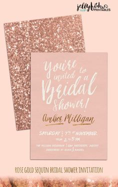 the rose gold sequin bridal shower invitation