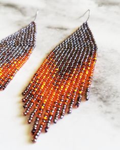 Light & Dark Orange Fringe Earrings - Handmade Seed Bead Patterns, Dark Orange, Bead Patterns, Fringe Earrings, Seed Bead, Beading Patterns, Earrings Handmade, Beaded Earrings, Light In The Dark