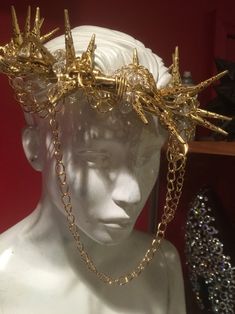 Thorn Crown, Aesthetic Clothes Men, Body Jewelry Men, Art Outfit, Fairytale Fashion, Fantasy Props, Headpiece Jewelry, Crown Of Thorns, Crystal Chain