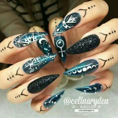 Gothic Nail Art, Galaxy Nails, Halloween Nail Designs, Acrylic Nail Art, Halloween Nail Art