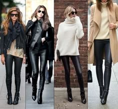 Mode Edgy, Vinter Mode Outfits, New York Winter Outfit, Lederhosen Outfit, Nyc Winter Outfits, Outfits New York, Nyc Winter, Look Legging, New York Winter