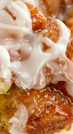 a close up of food on a plate with icing