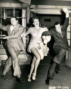 an old black and white photo of two people dancing with the caption hey, friday yay