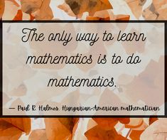 the only way to learn mathematics is to do maths