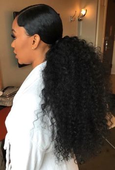 Wedding Ponytail Hairstyles, Black Natural Hair Care, Weave Ponytail Hairstyles, Weave Ponytail, Black Ponytail Hairstyles, Easy Hairstyles For Medium Hair, Curly Ponytail, Black Hair Care