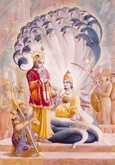 Arjuna, Krishna, and Maha Vishnu. Shree Krishna Wallpapers, Hindu Dharma, Indian Painting, Goddess Artwork