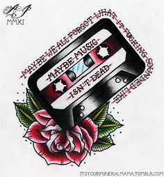 an old school tattoo design with a cassette on it