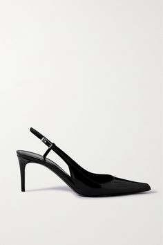 Crafted from inky patent-leather, these 'Vendome' pumps from the Pre-Fall '23 collection speak to SAINT LAURENT's design DNA. They have pointed toes and an equally sharp 70mm stiletto heel. Style yours with a pencil skirt, as shown on the runway. Black Patent Heels, Fall 23, Shoes Too Big, Statement Shoe, Saint Laurent Shoes, Stylish Outfit, Shoes Heels Pumps, Slingback Heel