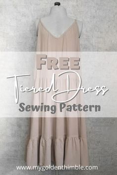 a dress with the words free trend dresses sewing pattern on it and an image of a mannequin