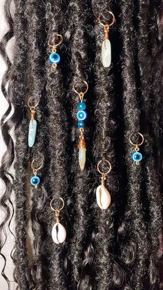 Amazonite Loc Jewellery Set suitable for various protective styles! Dreadlocks, braids, microlocs, sister locs, twists, goddesslocs, french curl, angel braids and many more ✨🌙 shoo my designs on etsy and ebay by searching cosmolocs Loc Charms Dreadlock Accessories, Hair Charms For Locs, Locs With Charms, Diy Loc Jewelry, Angel Braids, Loc Charms, Dreadlocks Accessories, Locs Accessories, Crystal Wraps