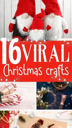 christmas crafts for kids to make with their own hands and feet, including santa hats