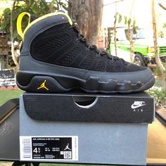 Brand New, With Box. Air Jordan Dark Charcoal University Gold Color: Black & University Gold Size: 4.5y/ 6 Women Black High-top Jordan Shoes For Outdoor, Black Low-top Jordan Shoes For Outdoor, Air Jordan 9, Jordan 9, Kids Jordans, Boys Sneakers, Curvy Girl Outfits, Big Boys, Jordan Shoes