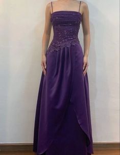 A-Line Evening Gown Formal Dress Purple Floor Length Sleeveless Dress – formalgowns 2000s Ball Gown, Vintage Prom Dresses 90s Purple, Vintage Purple Prom Dress, Long Dark Purple Dress, Dark Purple Prom Dress Long, Dark Purple Dress Formal, Dark Purple Formal Dress, Dark Purple Prom Dress, Formal Dress Purple