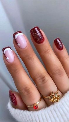 Christmas Gel Nails, Her Nails, Cute Gel Nails, Christmas Nails Acrylic, Xmas Nails, Short Acrylic Nails, Holiday Nails, Trendy Nails, Winter Nails