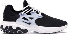 Nike React Presto Black White All Nike Shoes Black And White, Designer Nike Black Sneakers, Nike React Vision Noir, Black And White Nike Running Shoes, Nike 3/4 Top Shoes Black And White, Nike React Presto, Nike Black Slip-resistant Running Shoes, Nike Trainers, Black And White Shoes