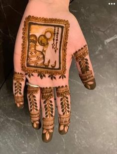 the hand is decorated with henna designs