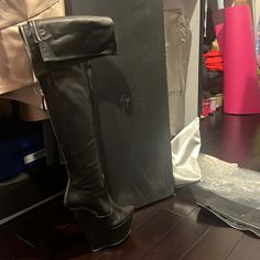 Gorgeous Giuseppe Zanotti 37 Thigh High Platform Boots With Zipper In Back. Few Minor Scuffs. Nothing Terribly Noticeable. Added Pics. Only Worn A Handful Of Times Total Fashion Icon! Come With Box, Dust Bags Thigh High Platform Boots, High Platform Boots, Zanotti Shoes, Giuseppe Zanotti Shoes, Fashion Icon, Black Leather Boots, Platform Boots, Thigh High, Over The Knee Boots