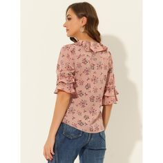 Elevate your wardrobe with the Allegra K Women's Ruffled Neck Floral Tie Neck Ruffle Sleeve Top. This charming blouse is a blend of elegance and whimsy, perfect for any occasion from work to weekend.

- **Color**: Pink
- **Size**: X-Small
- **Material**: Chiffon
- **Gender**: Female
- **Age Group**: Adult
- **Features**: Ruffled neckline, self-tie front, layered ruffle cuffs, elbow-length sleeves

Crafted in lightweight chiffon, this top features a delightful floral print with a vintage flair. T Feminine Ruffled Chiffon Tops, Feminine Chiffon Tops With Ruffles, Pink Floral Print Chiffon Tops, Feminine Printed Ruffle Sleeve Blouse, Feminine Tops With Ditsy Floral Print, Feminine Blouse With Floral Print And Ruffled Collar, Feminine Blouse With Ditsy Floral Print, Feminine Tops With Floral Print And Ruffled Collar, Feminine Floral Print Tops With Ruffled Collar