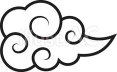 a black and white drawing of clouds with swirls in the middle, on a white background