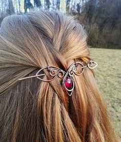 Accessories For Hair, Pink Garnet, Boho Hair, Scarf Pin, Metal Hair Clips, St Patrick's Day Gifts