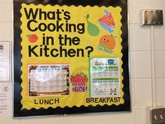 a sign on the wall that says what's cooking in the kitchen?