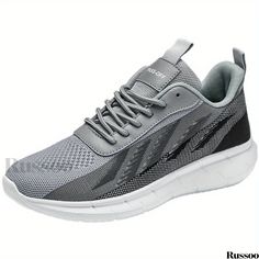 Russoo - Stylish Mens Lace-Up Knitted Sneakers: Breathable, Casual Outdoor Walking Shoes in Assorted Colors Casual Gray Textile Running Shoes, Knitted Sneakers, Mens Skate Shoes, Mens Rain Boots, Outdoor Comfort, Mens Canvas Shoes, Mens Snow Boots, Mens Loungewear, Novelty Clothing