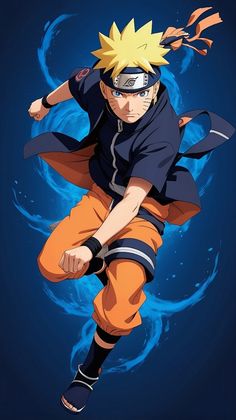 the character naruto is flying through the air