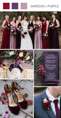 the color scheme for this wedding is maroon and purple