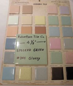 the color chart for robertton tile company's 4 / 8 - inch speckled green