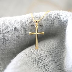 "Beautiful and lovely cross necklace made of gold color cross charm with skinny gold plated brass chain. Simple and warm. Your beautiful necklace will ship in a gift box. If you have any questions or want to have a different length of chain, please feel free to contact me. Thanks :) ♥ Chain length 14\" - 20\" ♥ Cross charm 1/2\" x 3/4\" ♥ Gold plated over brass ♥ Delivery Time Fast shipping within 1 - 3 days + See more Rudiana Accessories + www.Rudiana.etsy.com" Cross Necklace Simple, Dainty Cross Necklace, Friends Bridal, Gold Cross Necklace, Bridal Shower Gift, Necklace Dainty, Cross Charms, Gold Cross, Bridal Shower Gifts