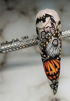 Spooky Thanksgiving Nails, Spook Nails, Halloween Acrylic Nails Designs, Classy Halloween Nails, Etsy Nails, Art Transformation, Nail Therapy, Acrylic Nails Designs, Spooky Nails