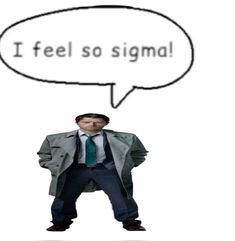 a man in a suit and tie with a speech bubble above his head that says i feel so signal