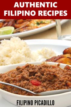 a plate with rice, meat and other food on it that says authentic flipping recipes