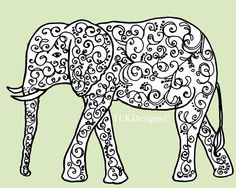 an elephant with intricate designs on it's body