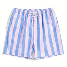 Brand New With Tags Isabelle Larue Men's Light Blue And Pink Stripe Swim Shorts - Size Medium Elastic Waistband With Drawstring, Two Front Pockets, One Back Packet, And A Mesh Lining. Great Quality And Amazing Soft Material! Available In Multiple Colors! In A Clean, Non Smoking Home And No Pets Sweatpants Streetwear, Pool Outdoor, Dodger Blue, Sweatpants Style, Sports Trousers, Style Shorts, Hawaiian Style, Jogging Pants, Vacation Beach