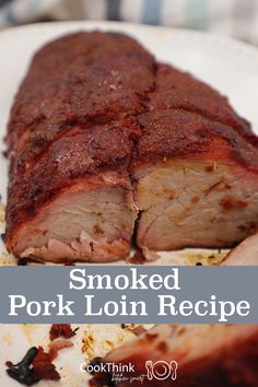 smoked pork loin recipe on a white plate