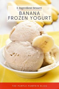 three scoops of banana frozen yogurt in a bowl