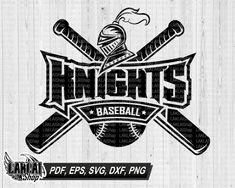 the knights baseball club logo with two bats and ball on it's back side