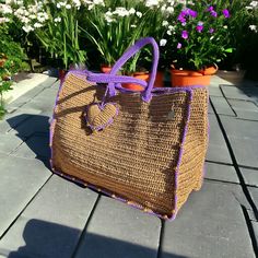 Crochet Raffia Tote Bag Straw Summer Beach Woven Shoulder Bag Boho XLARGE Bag - Etsy Handmade Summer Satchel Bag, Summer Satchel Crochet Bag With Handles, Summer Crochet Satchel Bag With Handles, Summer Square Beach Bag With Handles, Crochet Bags For Daily Beach Use, Square Crochet Bag With Handles For Vacation, Purple Crochet Bag For Everyday Spring Use, Purple Rectangular Bag For Summer, Brown Crochet Beach Bag With Handles