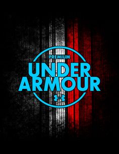 the under armour logo is shown in blue and red on a black background with an american flag