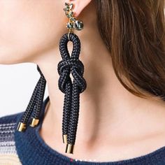 These Earrings Are Beautiful And Are A Statement All By Themselves . Forever21 Asos Zara Boohoo Torrid Victoria Secret Goddess Diy Earrings Dangle, Rope Earrings, Runway Earrings, Runway Jewelry, Long Statement Earrings, Tassel Earing, Rope Tie, Rope Jewelry, Cord Jewelry